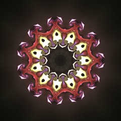 Round gradient mandala. mandala Illustration in green and pink colors. Mandala with floral patterns. Seamless pattern with a kaleidoscope