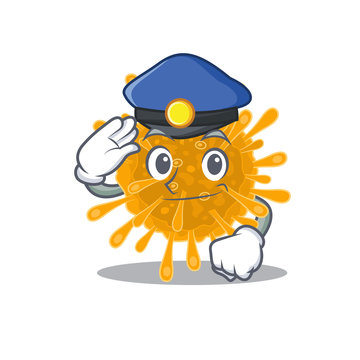 A picture of coronaviruses performed as a Police officer