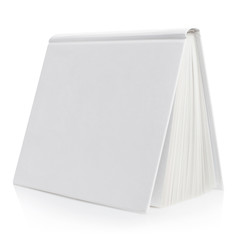 Blank white square book, isolated on white background