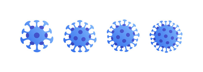 Virus epidemic concept. Vector modern flat illustration set. Coronavirus symbols isolated on white background. Design element for medicine banner, infographic, web, poster.