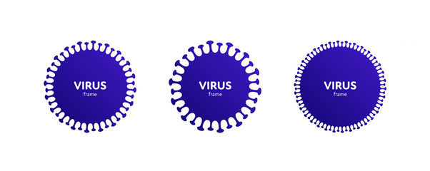 Virus epidemic concept. Vector modern flat illustration. Coronavirus shape frame set with copyspace for text isolated on white background. Design element for medicine banner, infographic, web, poster.