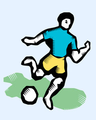 Fototapeta na wymiar football (soccer) player kicking the ball symbol