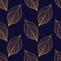 Peacock feathers floral royal pattern seamless. Gold black luxury background vector. Exclusive design for christmas wrapping paper, beauty spa, new year wallpaper, birthday gift, wedding party. - 329269779