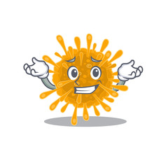 Happy face of coronaviruses mascot cartoon style