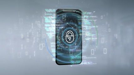 Security data and smartphone security - 3d rendering