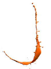 Isolated shot of orange paint splash on white background
