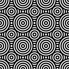 Black and white geometric circle impossible background seamless pattern. Round vector illustration for greeting cards, cover, flyer, wallpaper. Abstract texture ornament design, repeating tiles