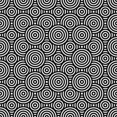 Black and white geometric circle impossible background seamless pattern. Round vector illustration for greeting cards, cover, flyer, wallpaper. Abstract texture ornament design, repeating tiles