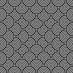 Black and white geometric circle impossible background seamless pattern. Round vector illustration for greeting cards, cover, flyer, wallpaper. Abstract texture ornament design, repeating tiles