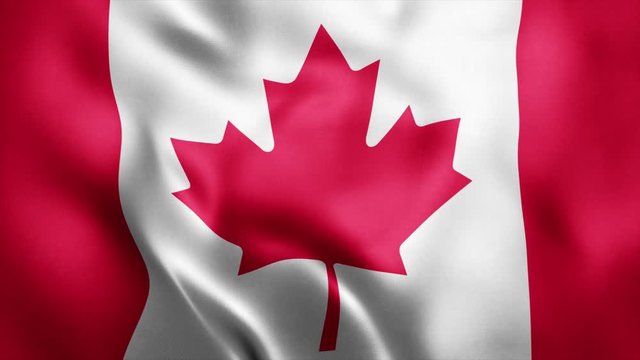 Loop animation of Photo Realistic fabric waving flag of Canada Ultra HD 4K Canada National Flag.