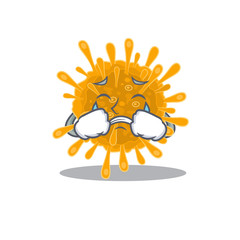 A Crying coronaviruses cartoon mascot design style