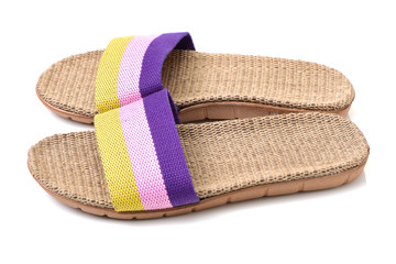 Slippers woven on white background