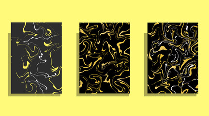 Set of beautiful designer marble backgrounds. Marble vector background. Suitable for all types of advertising media. Color black and yellow