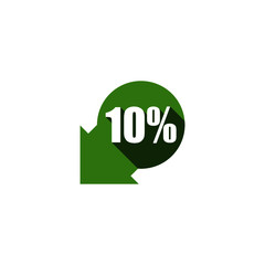 Ten percent off discount or offer label promotion isolated on white background