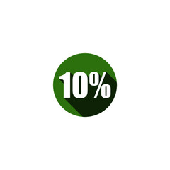Ten percent off discount or offer label promotion isolated on white background
