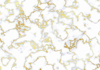 White marble with golden streaks vector texture. Patina scratch golden elements. Fancy realistic marble texture as background, wallpapers, print. Vector EPS 10