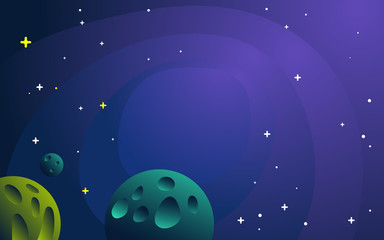 Naklejka premium Space flat background with planets and stars. Vector illustration