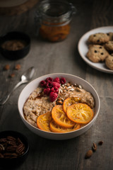 porridge avoine fruits et oranges confites