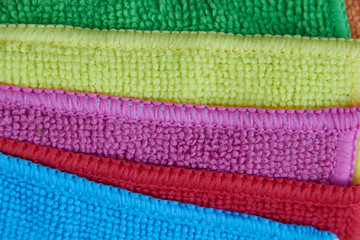 background of towels, multi colored towels for cleaning the room