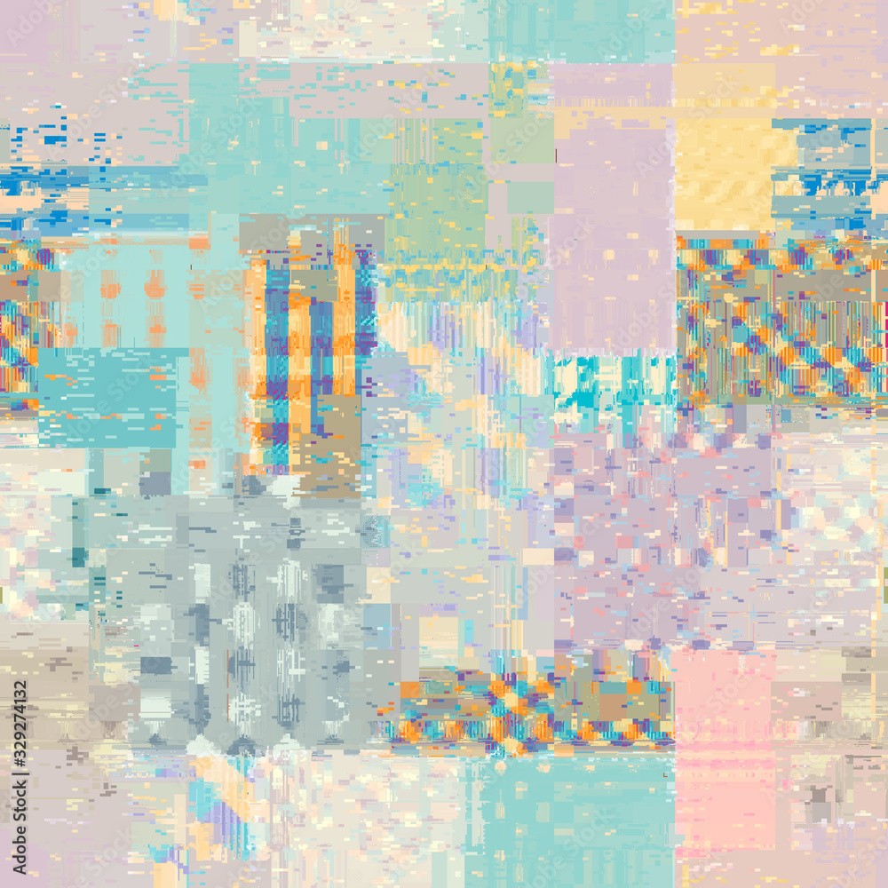 Poster Vector image with imitation of grunge datamoshing texture.