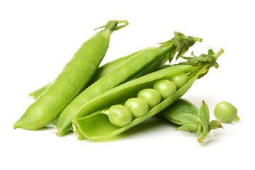 Fresh peas isolated on white background 