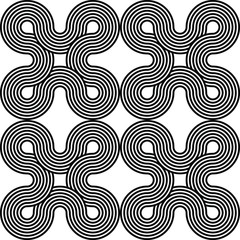 Fototapeta na wymiar Black and white geometric circle impossible background seamless pattern. Round vector illustration for greeting cards, cover, flyer, wallpaper. Abstract texture ornament design, repeating tiles