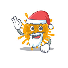 coronaviruses in Santa cartoon character design showing ok finger