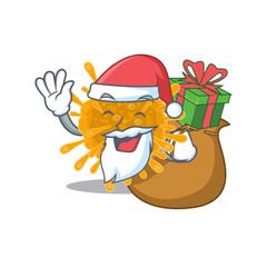 Santa coronaviruses Cartoon character design with box of gift