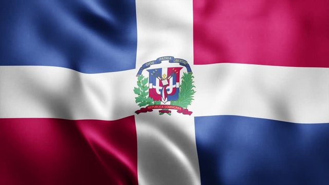 Loop animation of Photo Realistic fabric waving flag of Dominican Republic Ultra HD 4K Dominican Republic National Flag