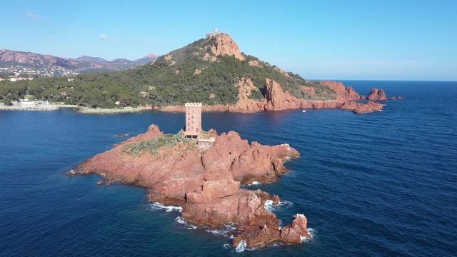 Aerial view of Cap Esterel near Saint Raphael in Var department, France