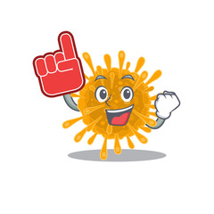 Coronaviruses mascot cartoon style with Foam finger