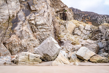 Rockfall at Maghera Beach near Ardara, County Donegal - Ireland
