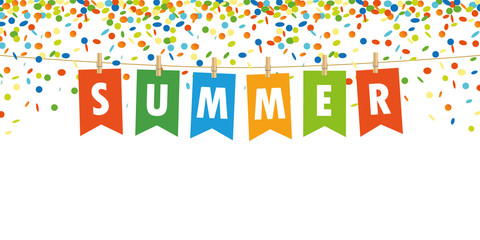 summer party flag and confetti background vector illustration EPS10