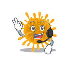 Charming coronaviruses cartoon character design wearing headphone