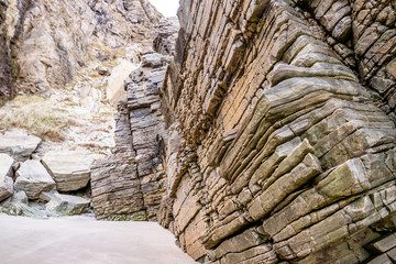 The beach and caves at Maghera Beach near Ardara, County Donegal - Ireland.