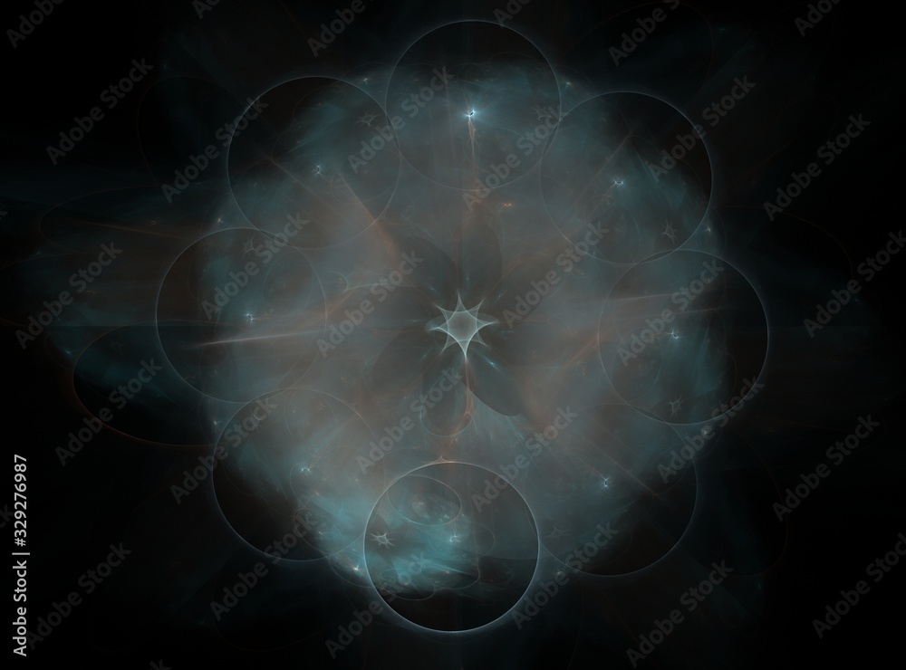 Poster geometry of space series. visually attractive backdrop made of conceptual grids curves and fractal e