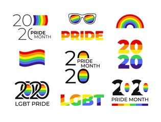LGBT Pride 2020. Pride month. LGBTQ. Stickers. Vector