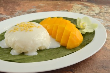 mango with sticky rice , Thai dessert