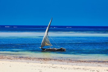 Obraz premium Boat at Diani Beach - Galu Beach - Kenya, Africa