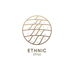 Vector logo of nature in linear style. Outline icon of simple landscape with trails, fields - business emblems, badge for a travel, farming and ecology concepts, health, spa and yoga