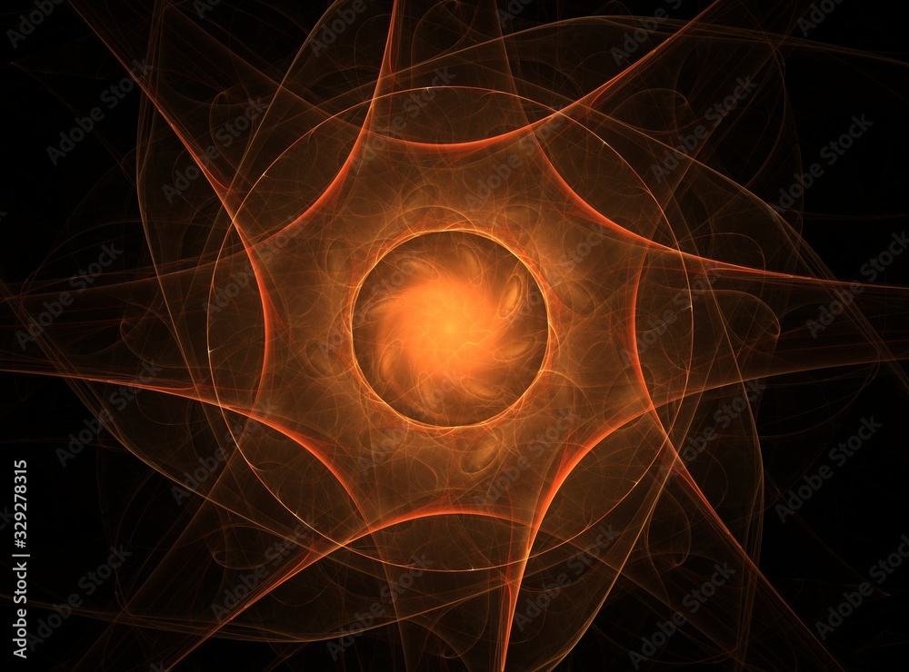 Poster an abstract computer generated modern fractal design on dark background. abstract fractal color text