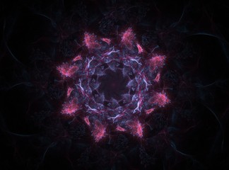 An abstract computer generated modern fractal design on dark background. Abstract fractal color texture. Digital art. Abstract Form & Colors. Abstract fractal element pattern for your design.