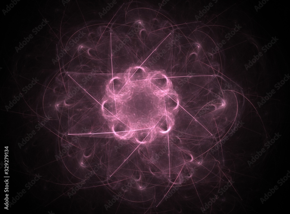 Poster an abstract computer generated modern fractal design on dark background. abstract fractal color text