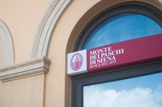 The sign of the Monte dei Paschi di Siena, one of the oldest banks in the world