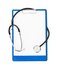 Medical clipboard and stethoscope