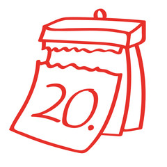 Handgezeichneter Kalender - Tag 20 in rot
