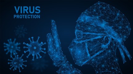 Protecting your face and hands from germs and viruses. A precautionary measure and prevention of diseases during an influenza epidemic.