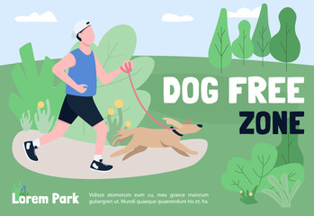 Dog friendly zone banner flat vector template. Brochure, poster concept design with cartoon characters. Municipal recreational area for pet owners horizontal flyer, leaflet with place for text