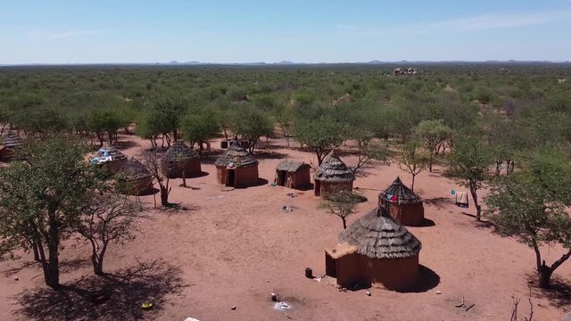 Small village of the Himba tribe in the middle of the forest, Namibia