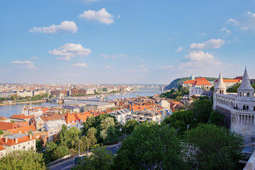 Fototapeta na wymiar Travel by Hungary. Beautiful view of Budapest city and Danube river.